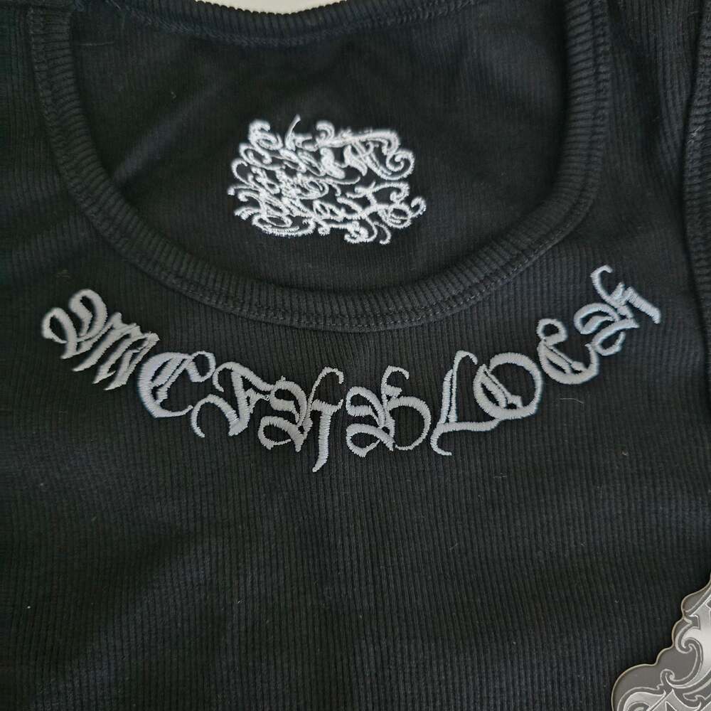ByTheR Lettering Embroidery Ribbed Tank Top - Picture 2 of 7